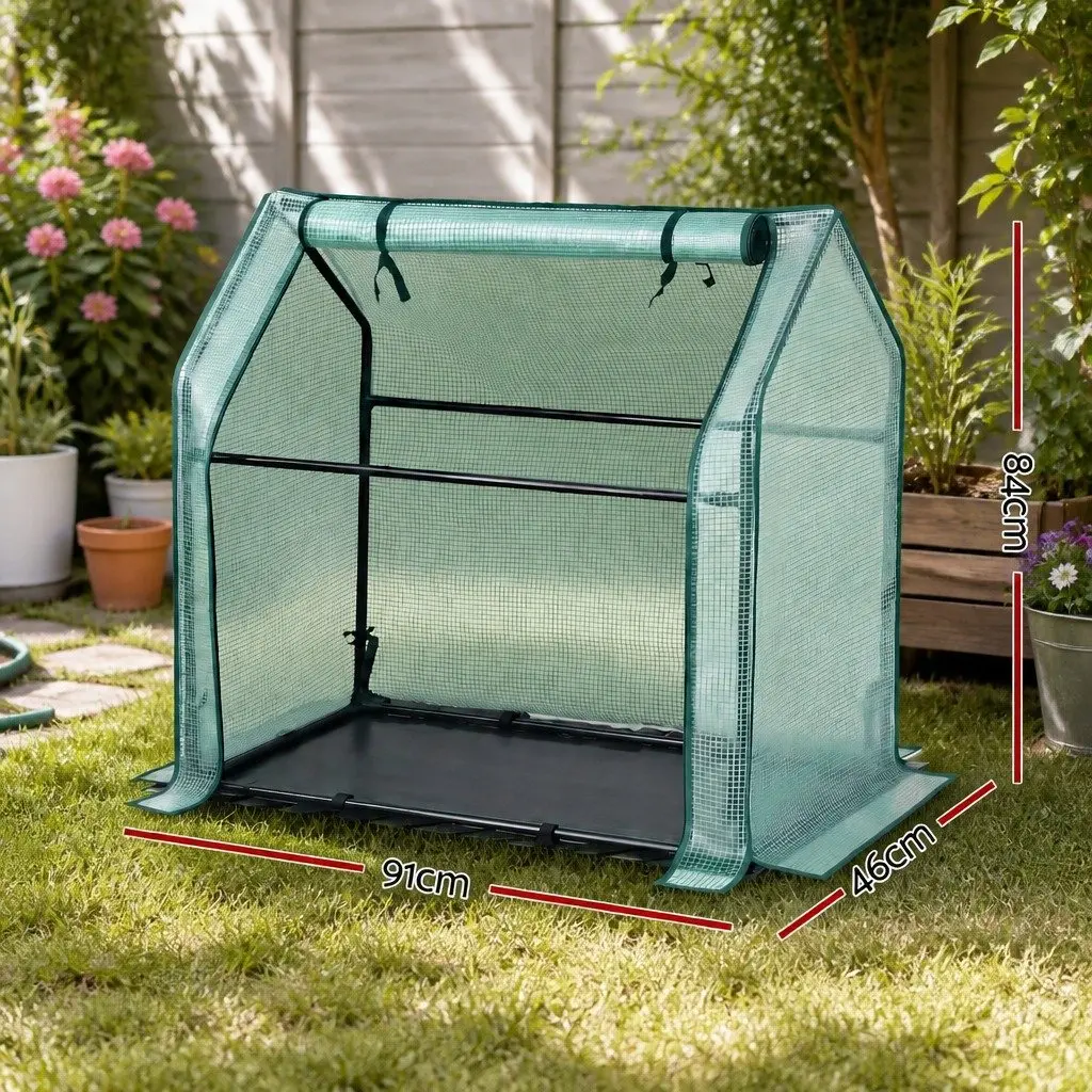 Mini Greenhouse 91x46x84cm Steel Frame PE Cover Outdoor Garden Shelter Plant