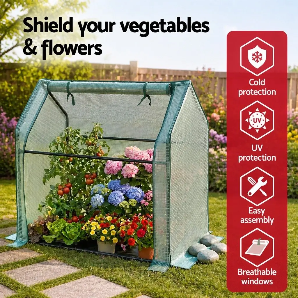 Mini Greenhouse 91x46x84cm Steel Frame PE Cover Outdoor Garden Shelter Plant