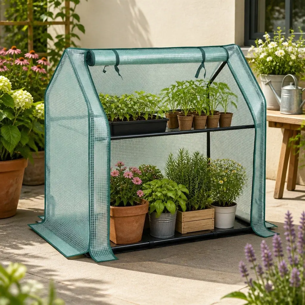 Mini Greenhouse 91x46x84cm Steel Frame PE Cover Outdoor Garden Shelter Plant