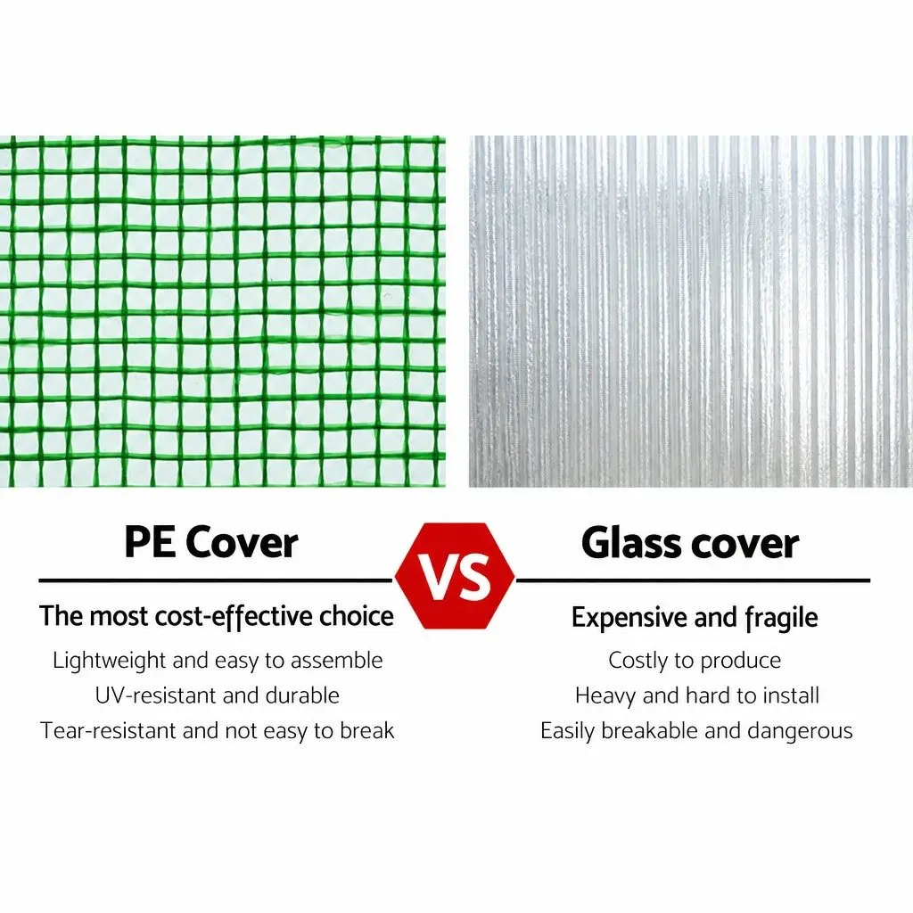 Tunnel Greenhouse Durable PE Cover 4x3x2M Green Steel Frame with Windows