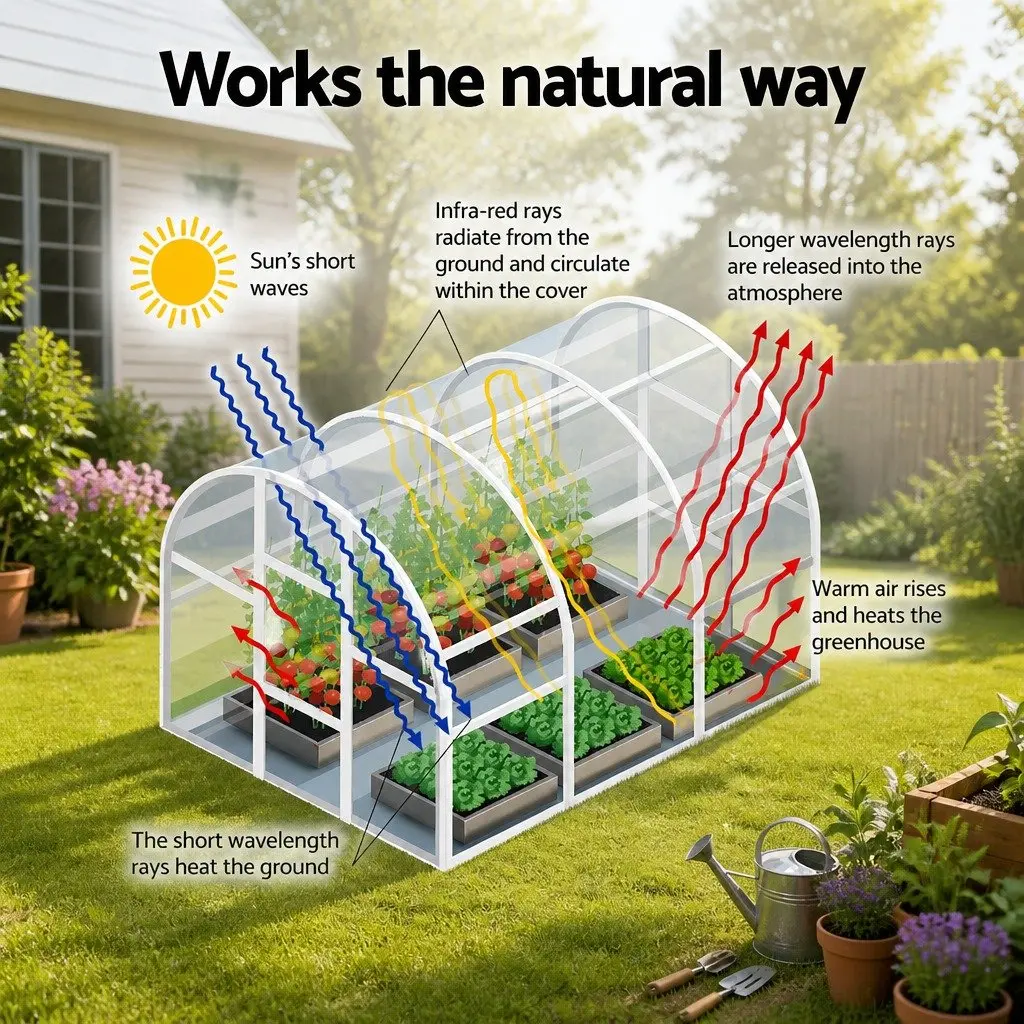 Walk In Greenhouse 3x2x2M Outdoor Garden PE Cover Steel Frame Roll-up Door