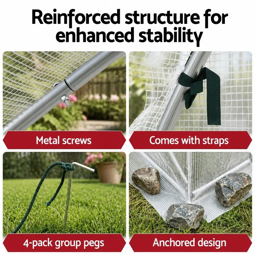 Walk In Greenhouse 3x2x2M Outdoor Garden PE Cover Steel Frame Roll-up Door