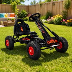 Kids Pedal Go Kart Ride On Car Outdoor Toy Racing Tricycle Black Rubber Tyre