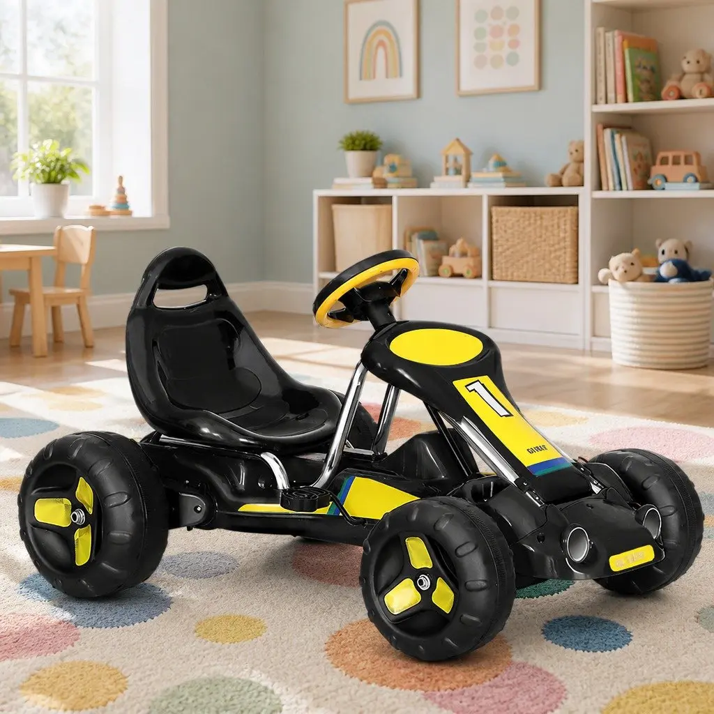 Kids Pedal Go Kart Toy Racing Car Plastic Tyre Black 3 Years and Above