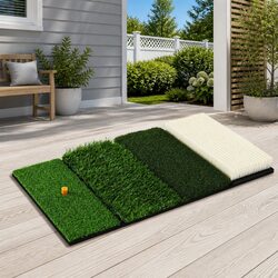Golf Hitting Mat 4 in 1 Foldable Practice Turf Training Aid Backyard Driving