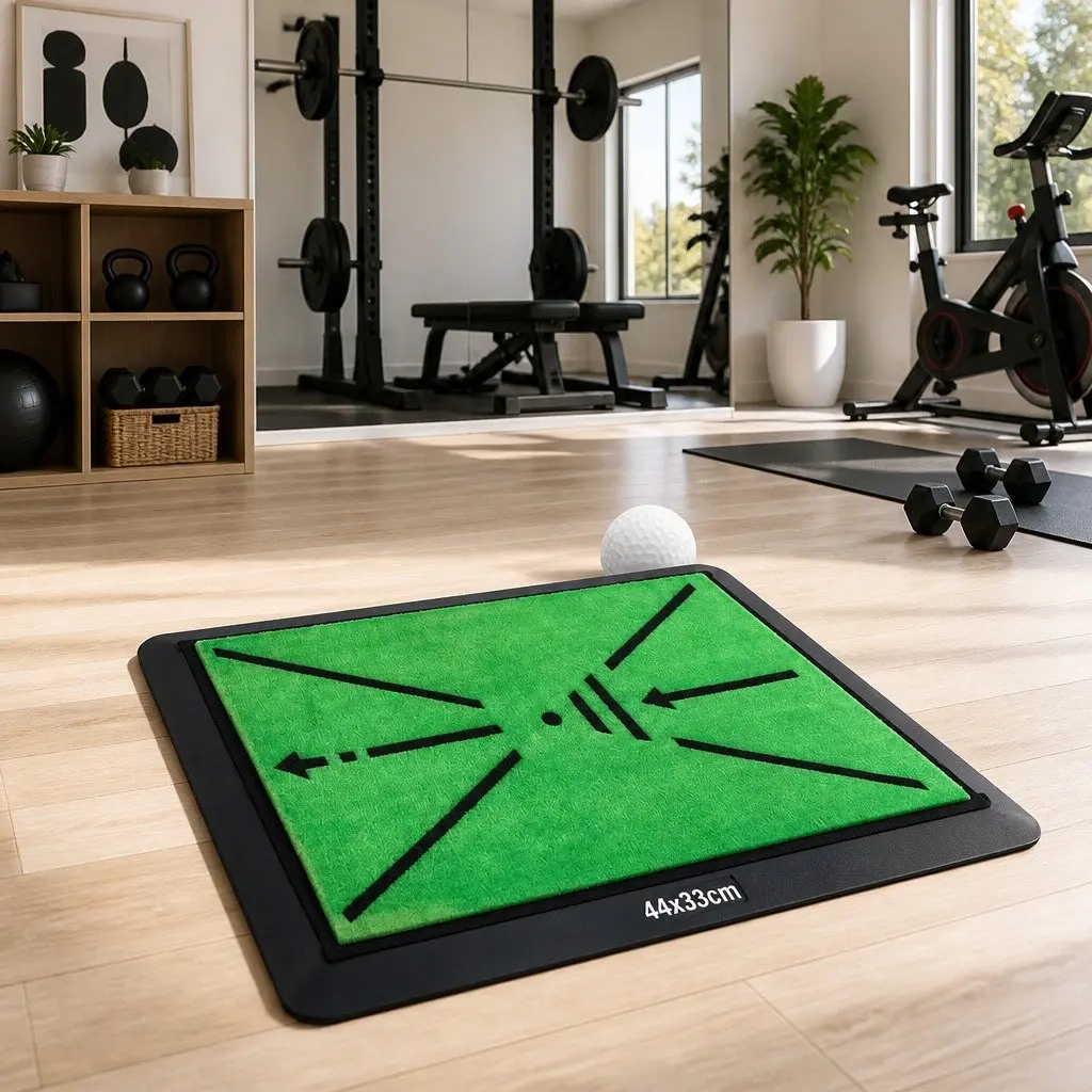 Golf Hitting Mat Swing Path Feedback Training Indoor Outdoor 44cm x 33cm Green Turf SBR Base