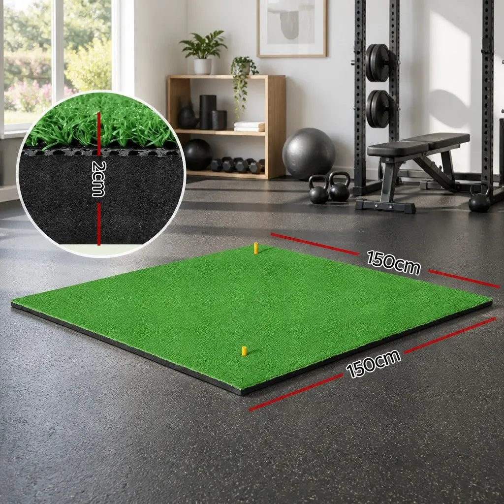 Golf Hitting Mat Portable Training Grass 150x150cm Green