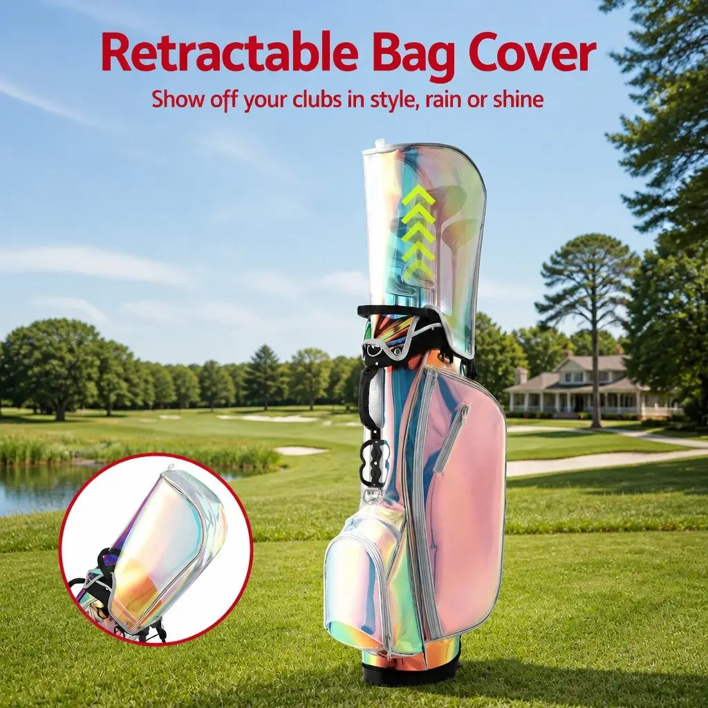 Golf Stand Bag Lightweight Carry Dual Strap Holographic TPU
