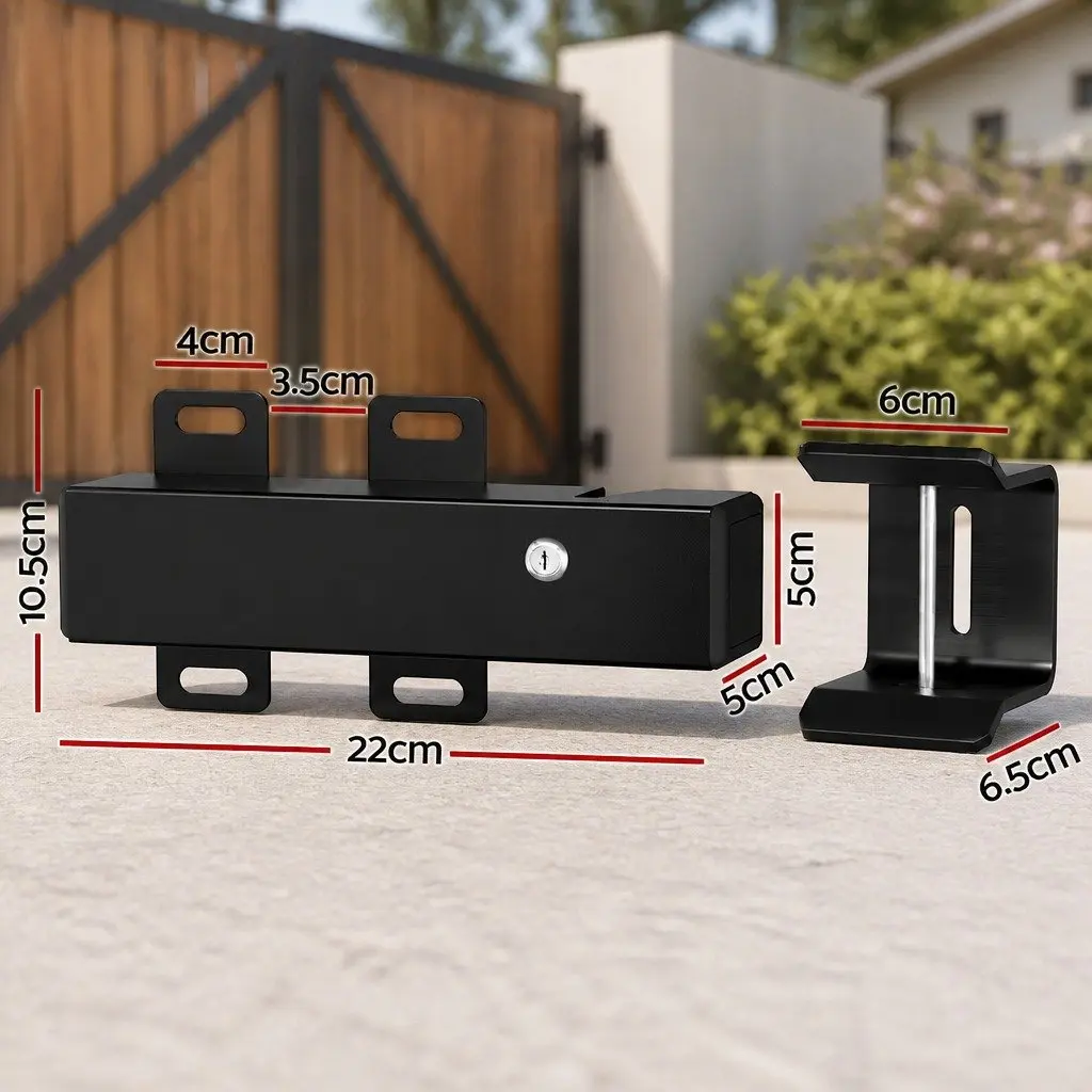 Electric Gate Lock 24V Wired Control Heavy Duty Metal Construction Black