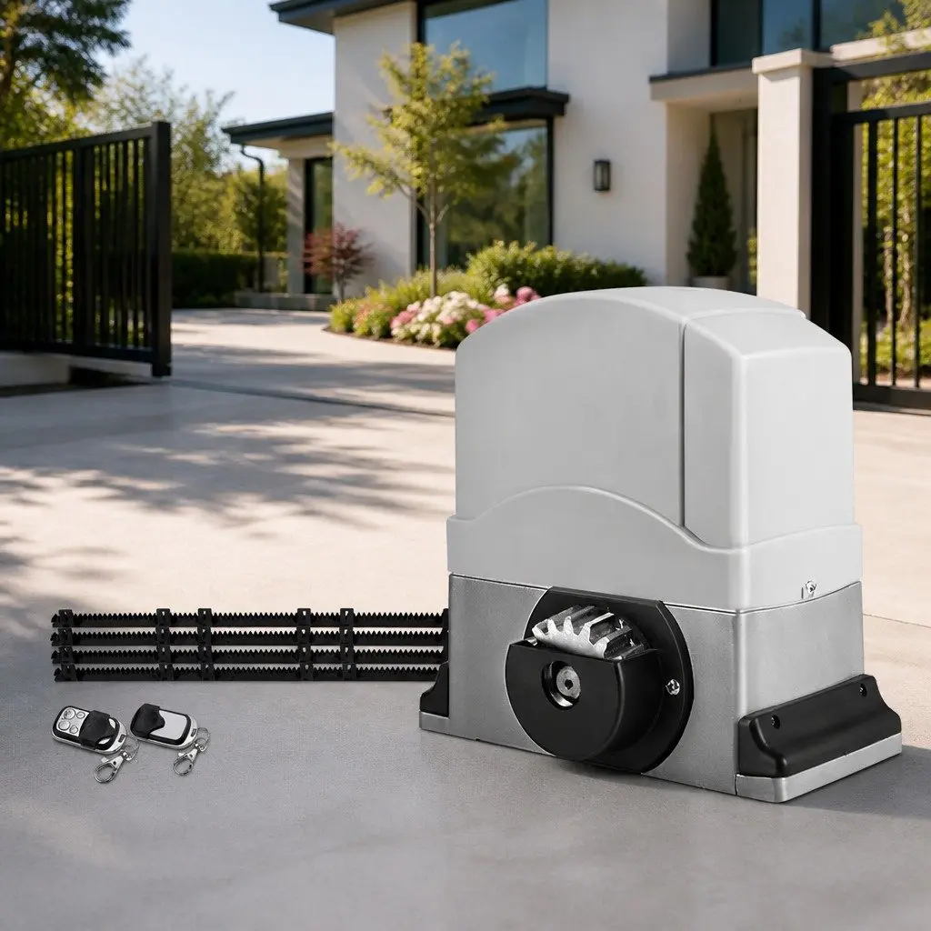 Electric Automatic Sliding Gate Opener Kit Motor 450W 4M 1200kg Remote Control White