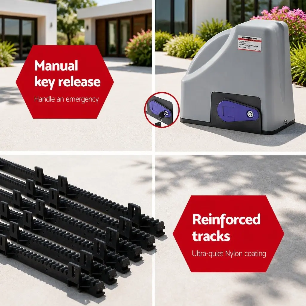 Electric Sliding Gate Opener 800kg 6m with Remote Control Silver
