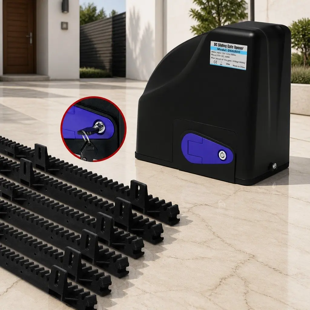 Automatic Sliding Gate Opener Kit Solar Powered 10W 600KG Remote Control