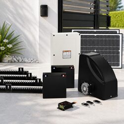 Automatic Sliding Gate Opener Solar 40W 600kg Capacity Remote Control Black