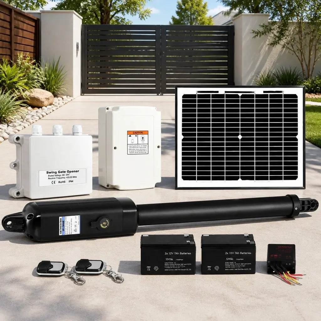Solar Powered Gate Opener Automatic 500KG 10W Panel Remote Control White