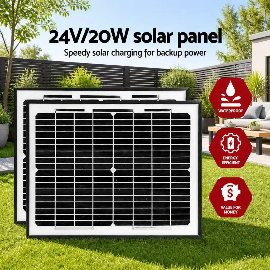 Solar Powered Dual Swing Gate Opener 800kg 20W Panel Remote Control Black