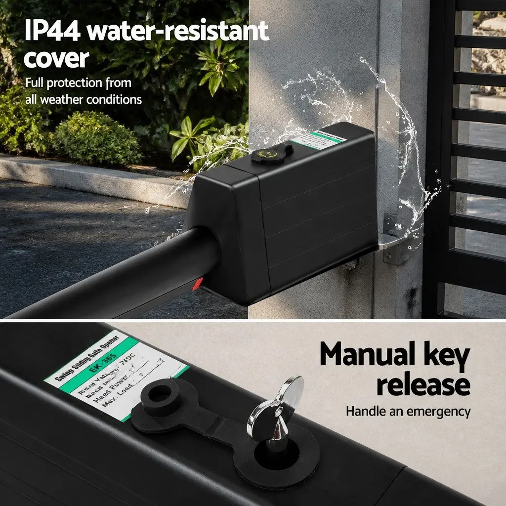 Solar Powered Automatic Gate Opener 20W Remote Control for Gates up to 300kg and 5m Weather Resistant Control Box