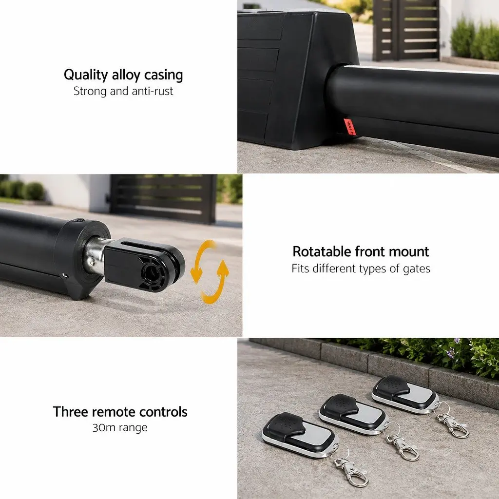 Solar Powered Automatic Gate Opener 20W Remote Control for Gates up to 300kg and 5m Weather Resistant Control Box