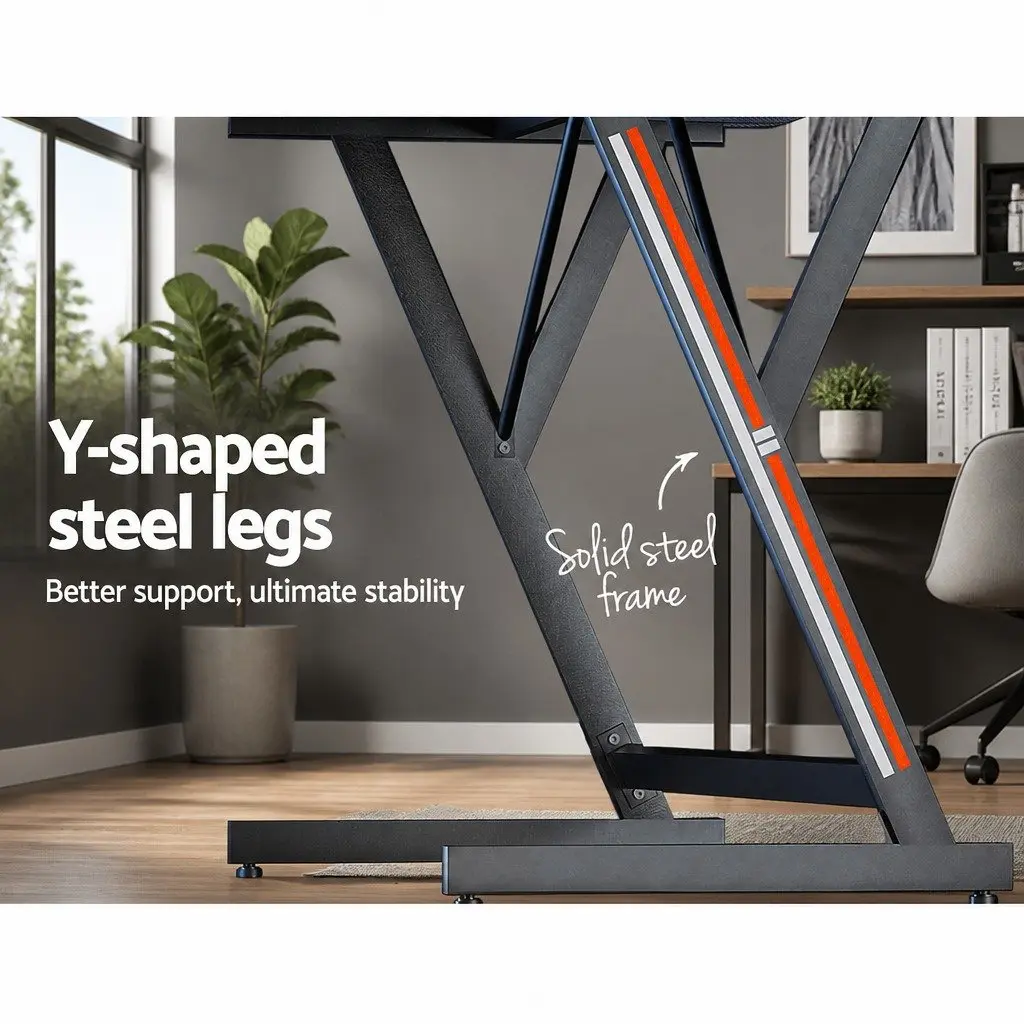 Gaming Desk Two Tier 100CM Black Y-Shaped Legs