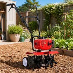 65CC Hand-Held Tiller Rototiller 6 Blades Garden Soil Cultivator Rotary Hoe