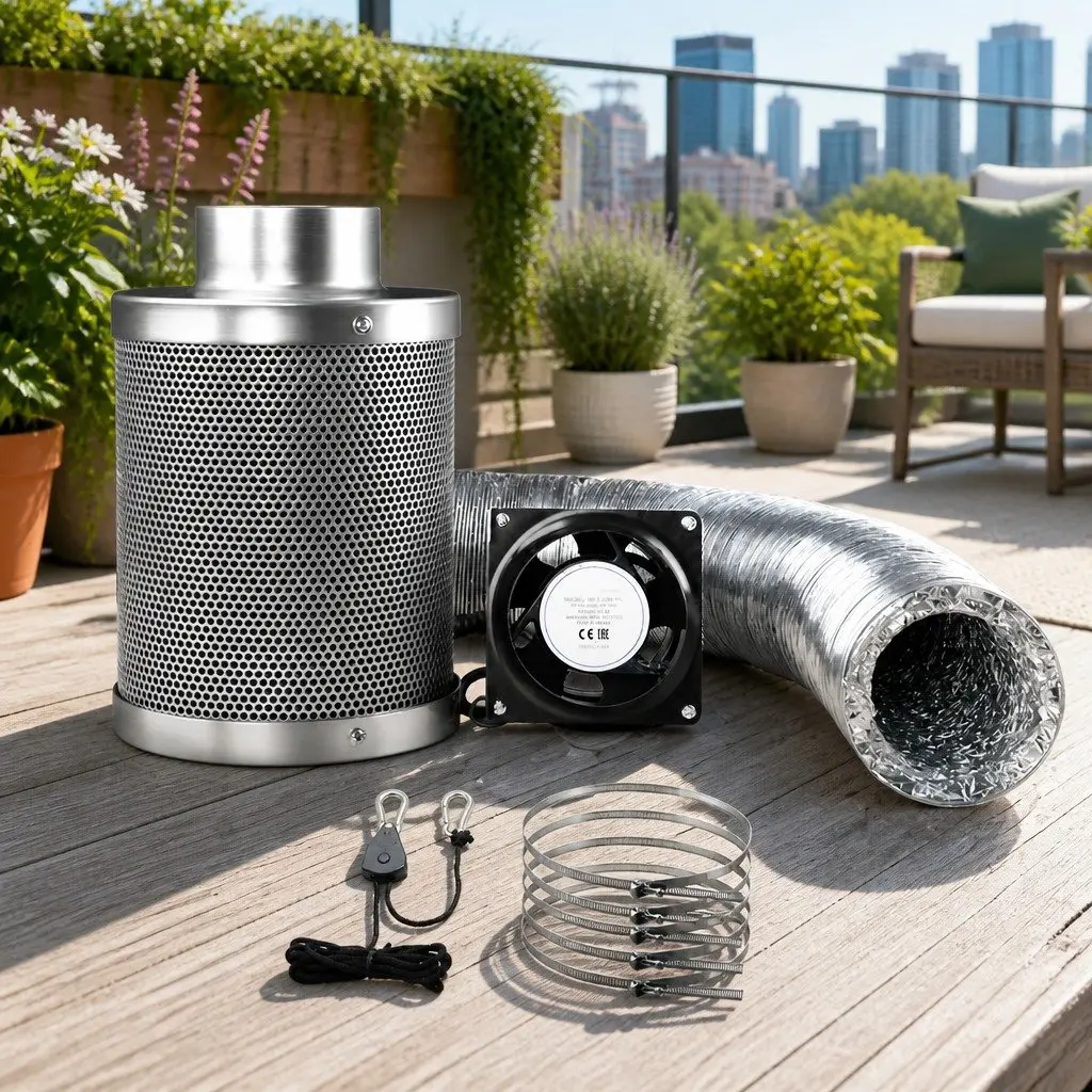 4" Hydroponics Grow Tent Ventilation Kit Fan Carbon Filter Duct Indoor Plant
