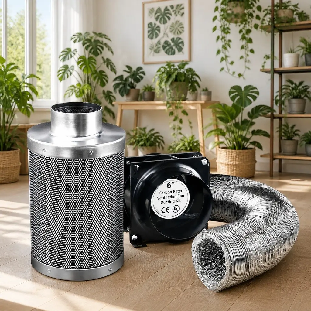 6 Inch Ventilation Kit Fan Carbon Filter Ducting Hydroponics Grow Tent System