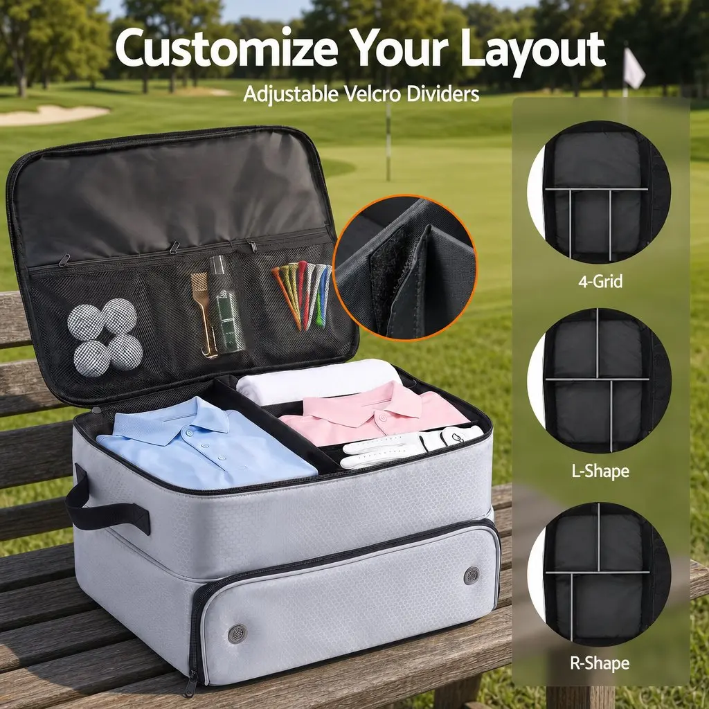 Golf Trunk Organizer 2-Tier Ventilated Shoe Compartment Grey