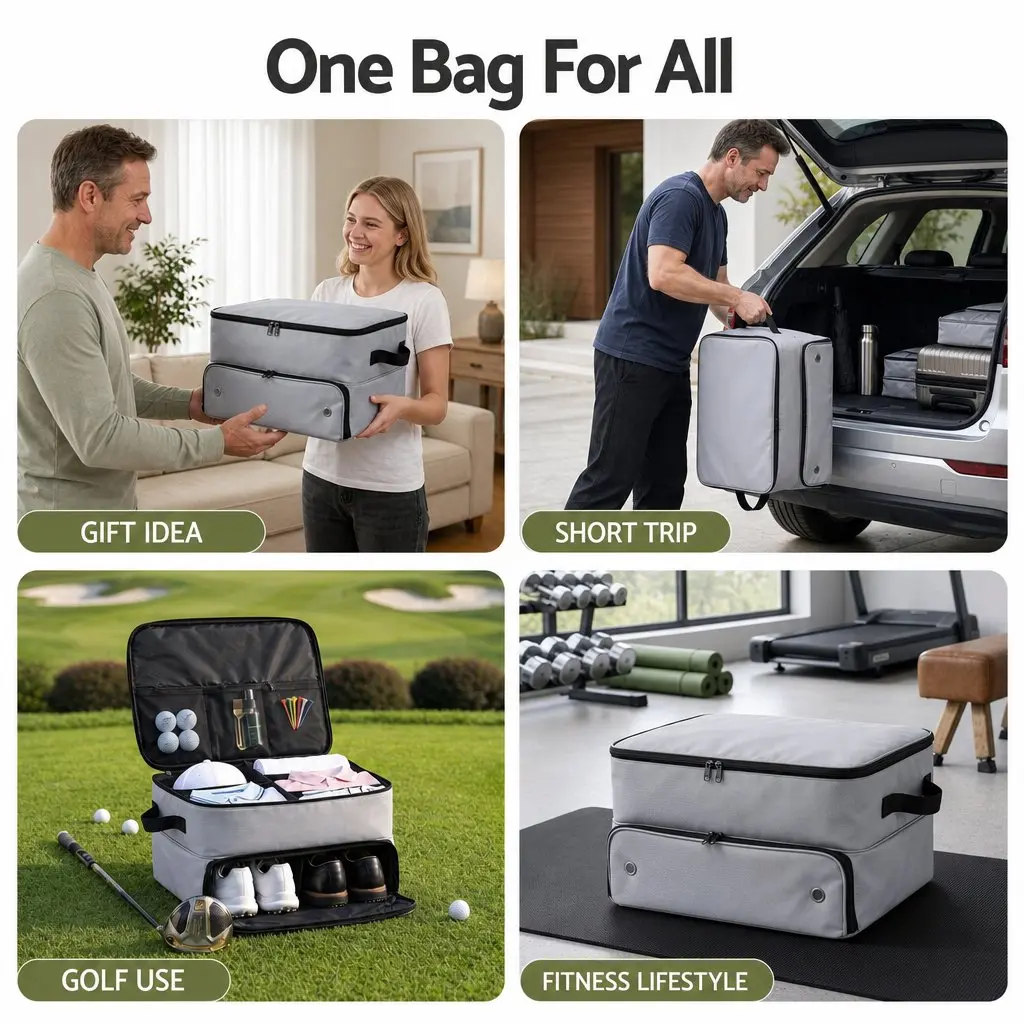 Golf Trunk Organizer 2-Tier Ventilated Shoe Compartment Grey