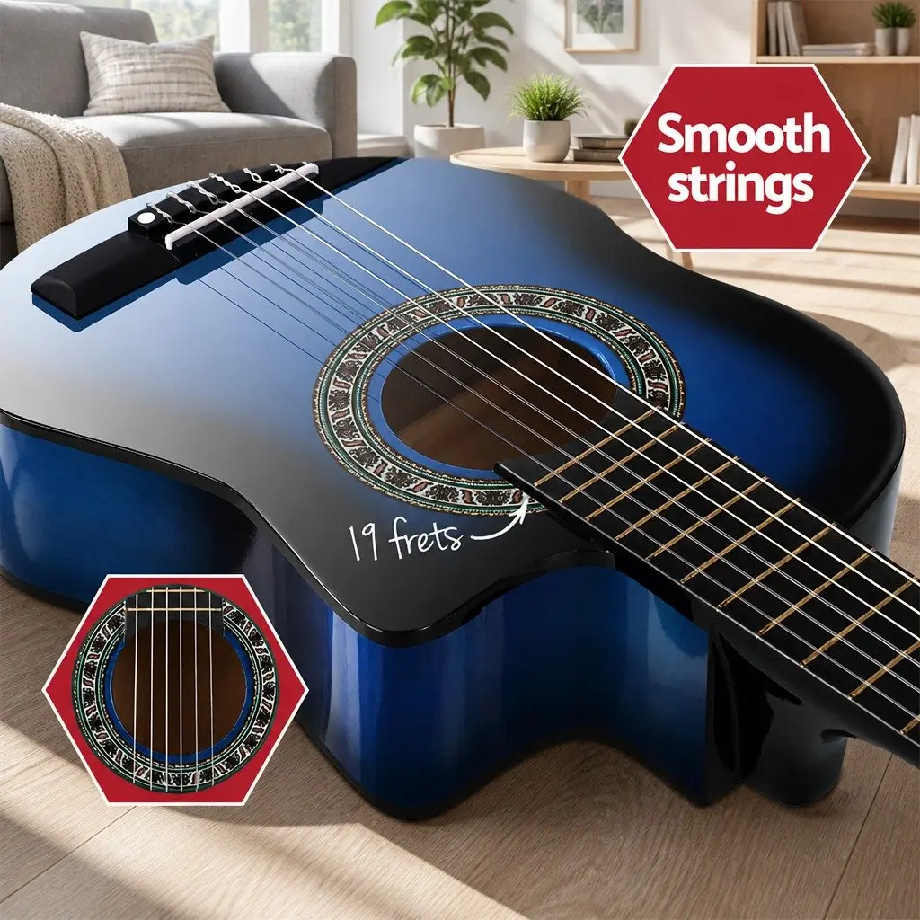 34 Inch Classical Guitar Wooden Body Nylon String Blue