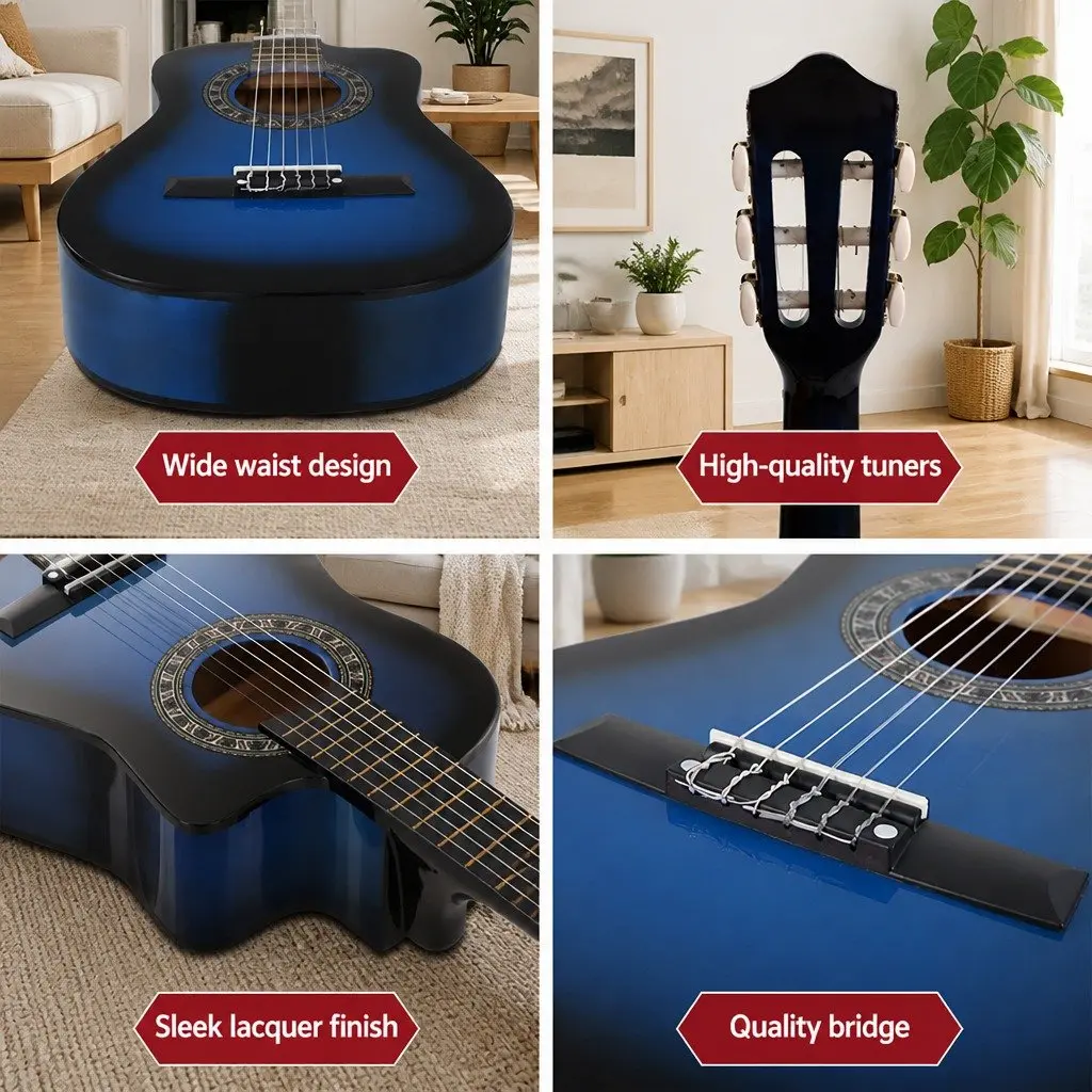 34 Inch Classical Guitar Wooden Body Nylon String Blue