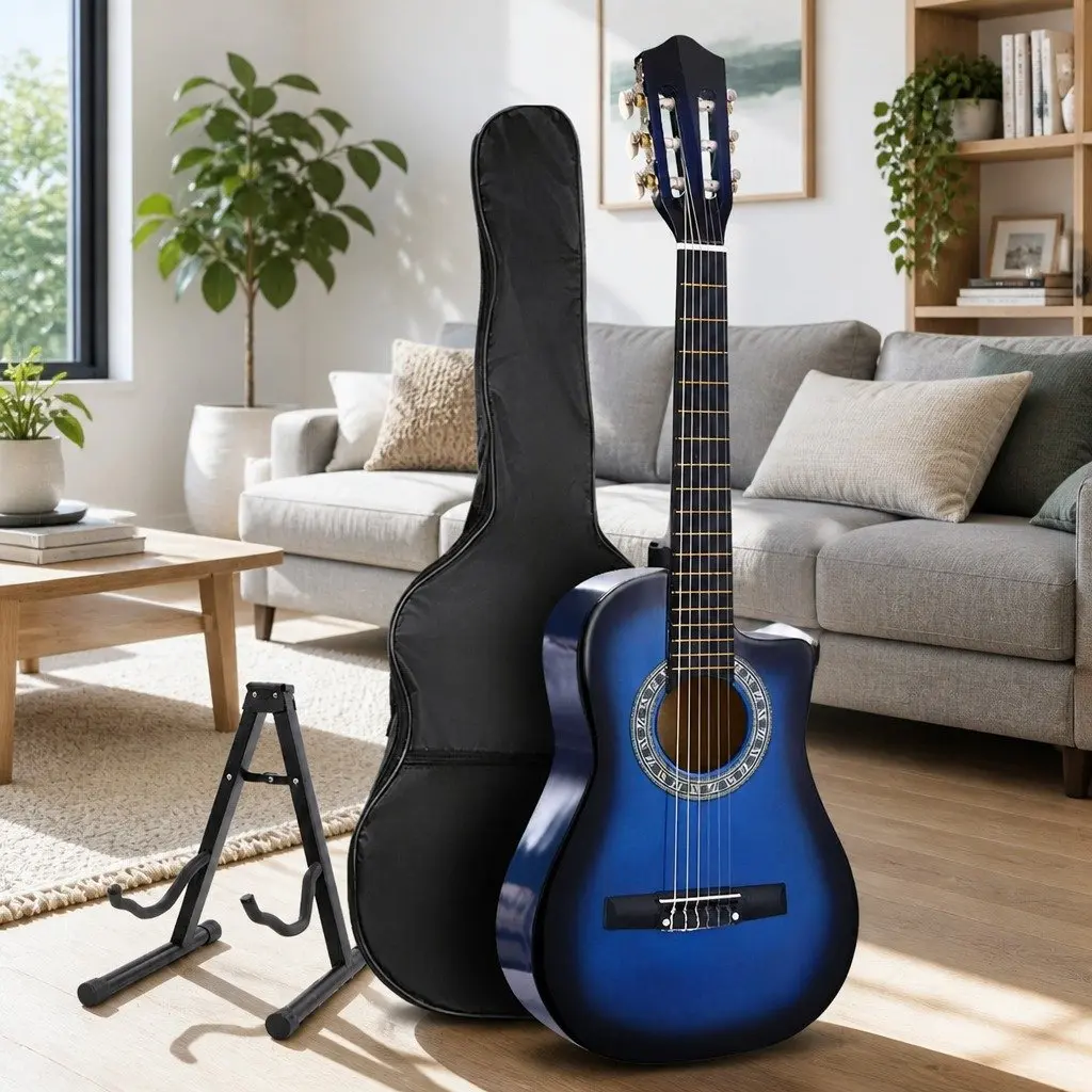 34 Inch Classical Guitar Wooden Body Nylon String Blue