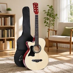 38 Inch Left Handed Acoustic Guitar Steel String Full Size Wooden Body Cutaway