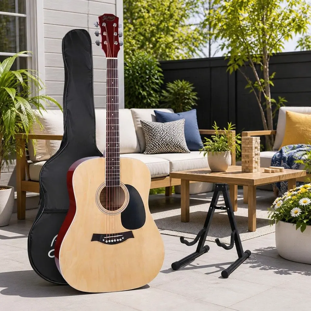 41 Inch Acoustic Cutaway Guitar Dreadnought Laminated Linden Wood Natural Finish