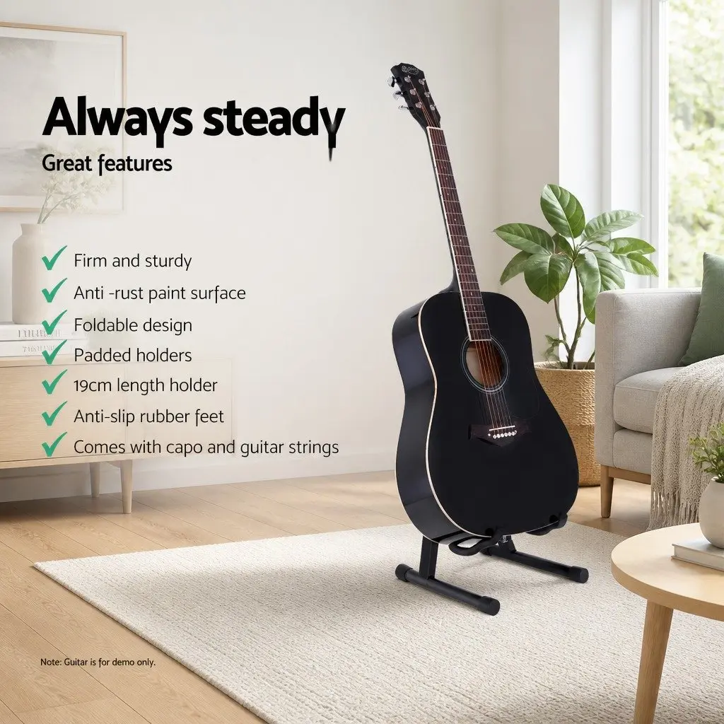Guitar Stand Folding Portable Floor Rack Holder Acoustic Electric Bass Black