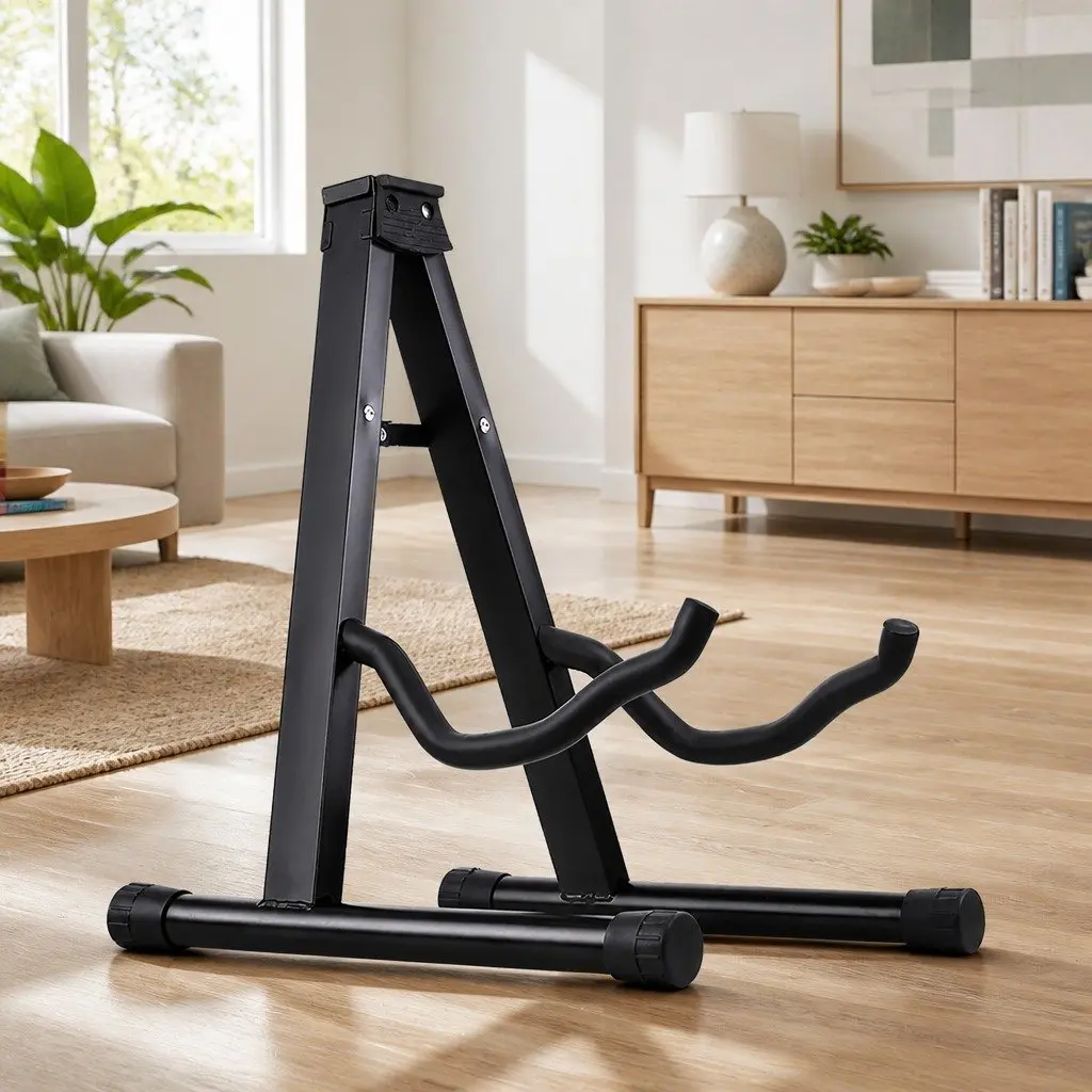 Guitar Stand Folding Portable Floor Rack Holder Acoustic Electric Bass Black