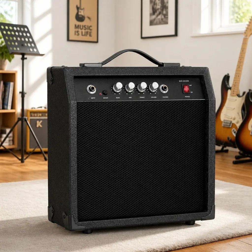 40W Bass Guitar Amplifier Portable Practice Amp Black Compact