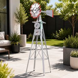 Garden Windmill 4FT 146cm Metal Outdoor Decor Ornament Weathervane 12 Blades