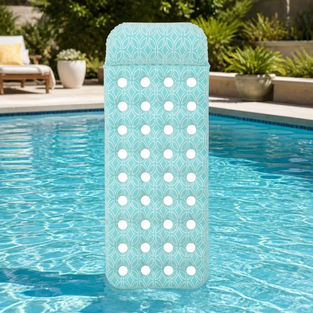 Inflatable Floating Mat Plush Surface 1.98m Portable Puncture-resistant PVC