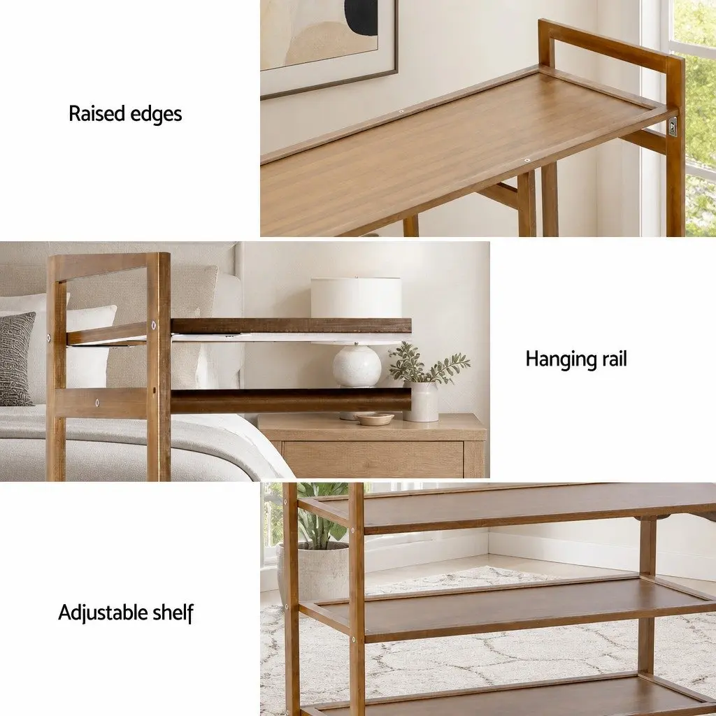 Clothes Rack Garment Airer Adjustable Shelves Hanging Rail Coat Stand White