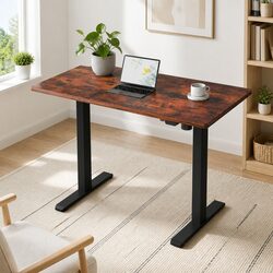 Motorised Standing Desk Frame Height Adjustable Office Work Desktop Black Brown