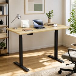 Standing Desk Motorised Dual Motor Height Adjustable Frame Oak 120cm Desktop