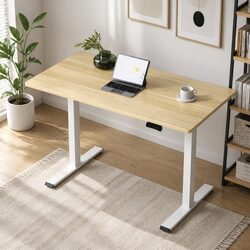 Standing Desk Motorised Dual Motor Height Adjustable 120CM White Oak Desktop