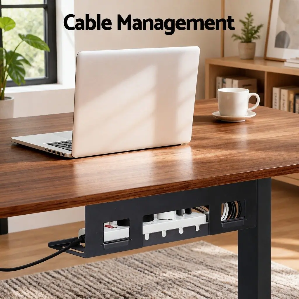 Electric Standing Desk Dual Motor Height Adjustable 140cm Walnut