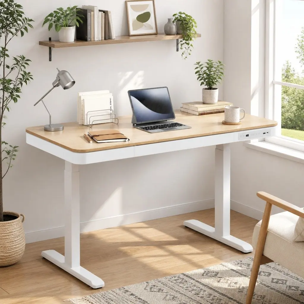 Electric Sit Stand Desk Motorised Dual Motor Height Adjustable 120cm Walnut