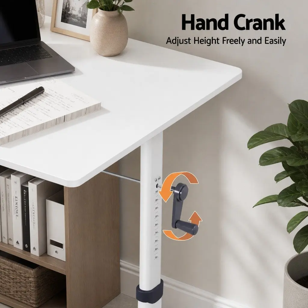 Height Adjustable Standing Desk 100CM White Computer Study Table