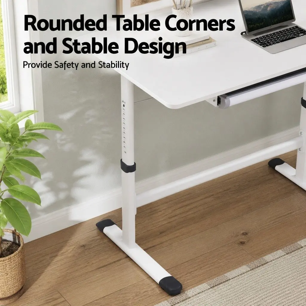 Height Adjustable Standing Desk 100CM White Computer Study Table