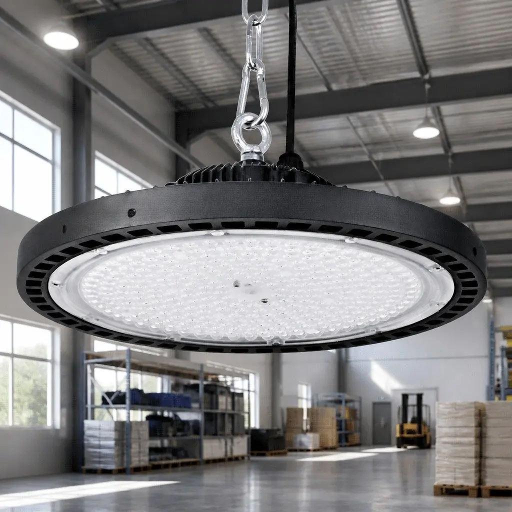 LED High Bay Light 200W UFO Industrial Workshop Warehouse Ceiling Lamp Black