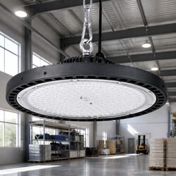 LED High Bay Light 200W UFO Industrial Workshop Warehouse Ceiling Lamp Black