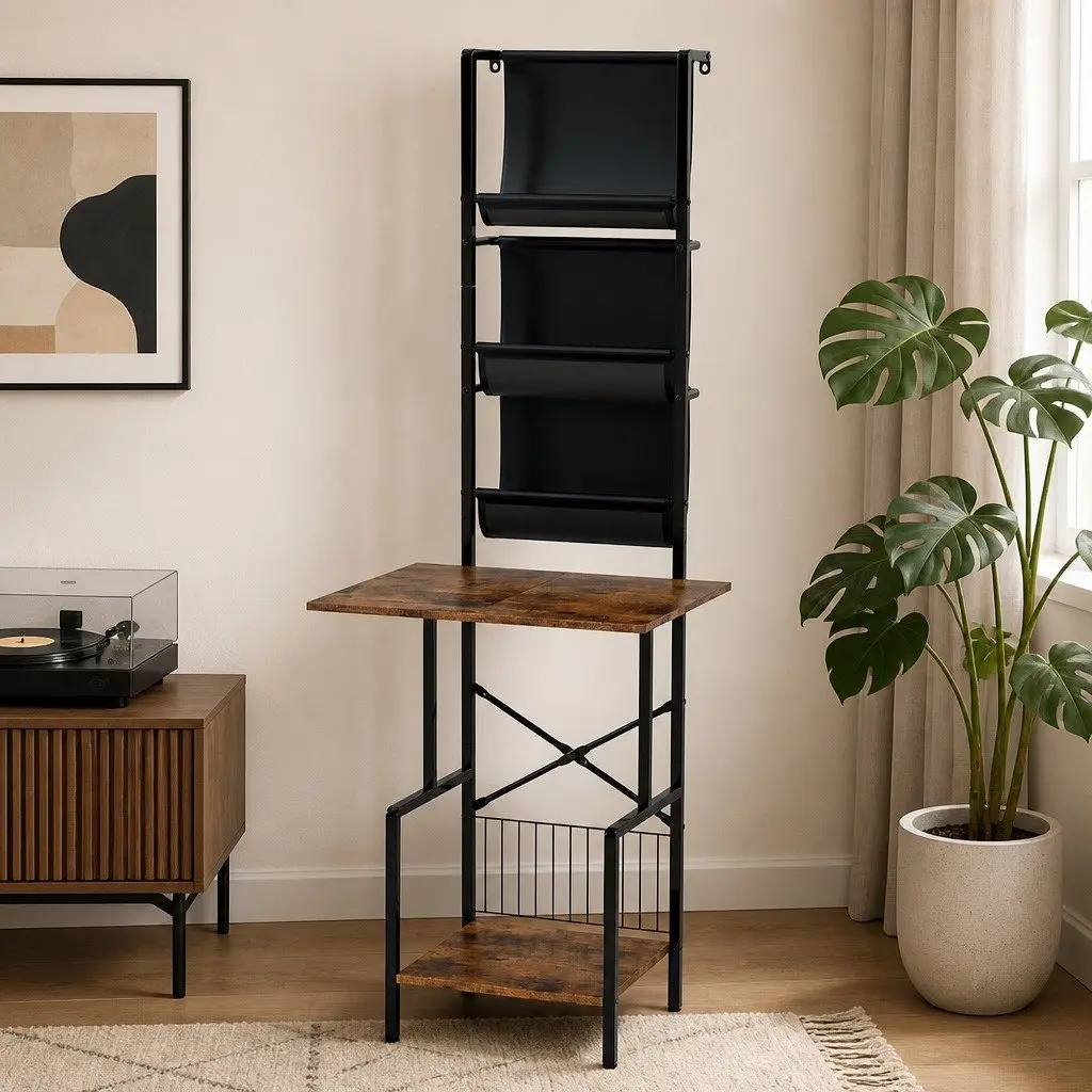 Tall Record Player Stand Vinyl Storage Rack Holds Up to 200 Albums Turntable