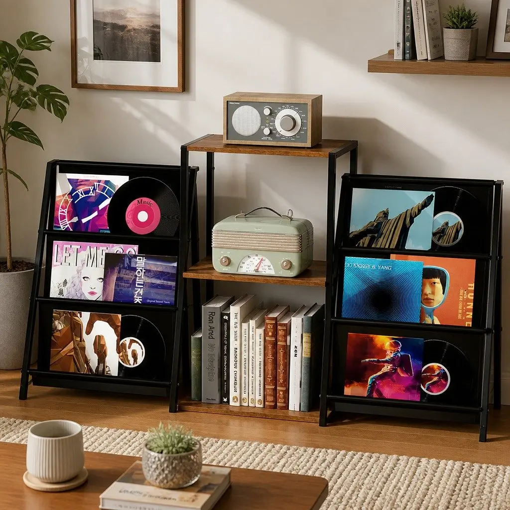 Record Player Stand Vinyl Storage Turntable Shelf Up to 280 Albums Display