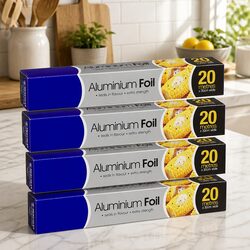 Aluminium Foil 20m x 4 Roll Kitchen Cooking Baking Food Storage Wrapping